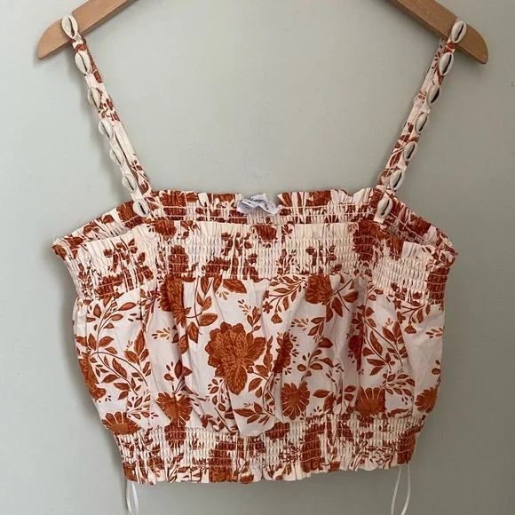 Anthropologie BAILEY /44 Floral Cropped Top with Seashell Straps size large - Picture 2 of 10